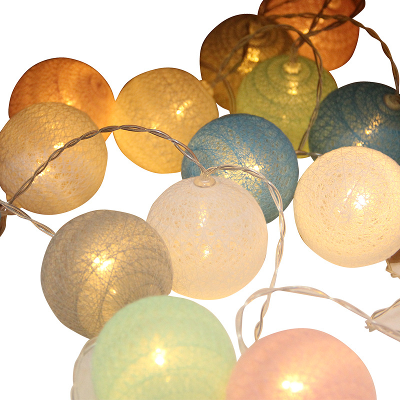 Led Thailand Cotton Ball Lighting Chain Bulb Small Colored Lights Flashing Light String Light Lighting Chain Lamp Bedroom Girl&#039;s Room Decorations Arrangement Lamp