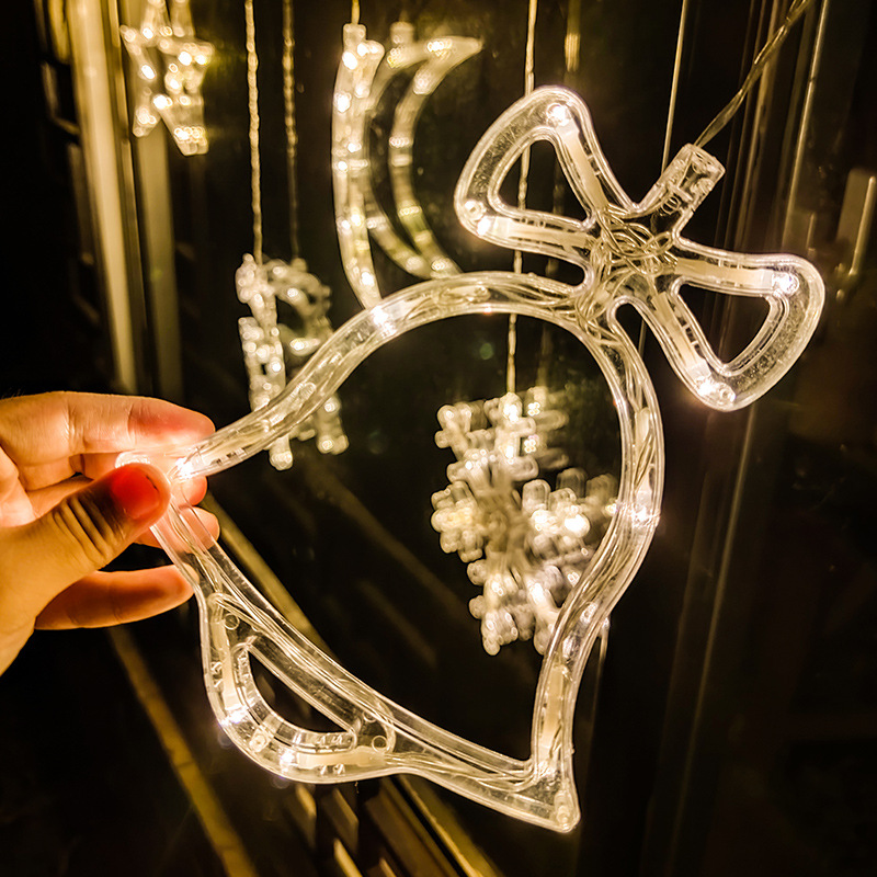LED Christmas Lamp Jingling Bell Suction Lamp Room Window Christmas Tree Indoor Decorative Lamp Five-Pointed Star