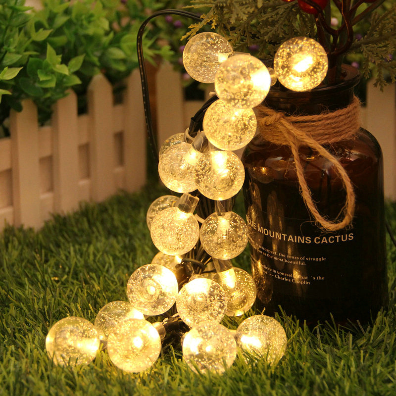 Amazon Solar-Powered String Lights Led Large Bubble Beads String Outdoor Courtyard Garden Decoration Christmas Lights