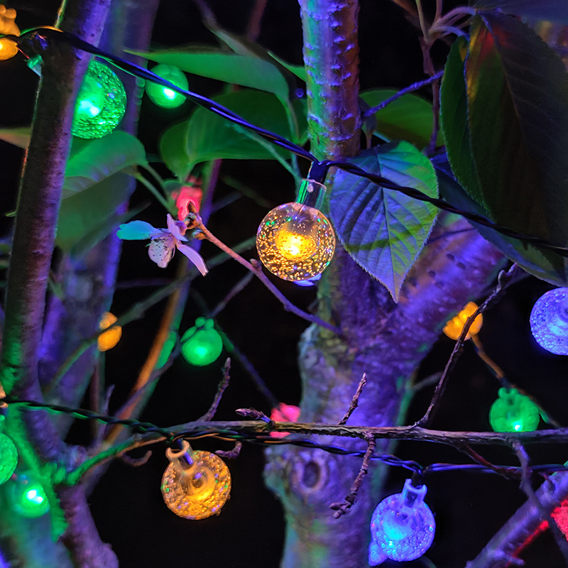 Amazon Solar-Powered String Lights Led Large Bubble Beads String Outdoor Courtyard Garden Decoration Christmas Lights