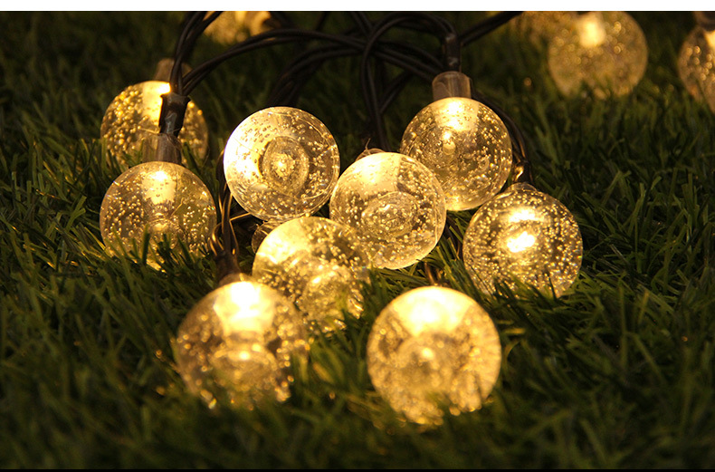 Amazon Solar-Powered String Lights Led Large Bubble Beads String Outdoor Courtyard Garden Decoration Christmas Lights