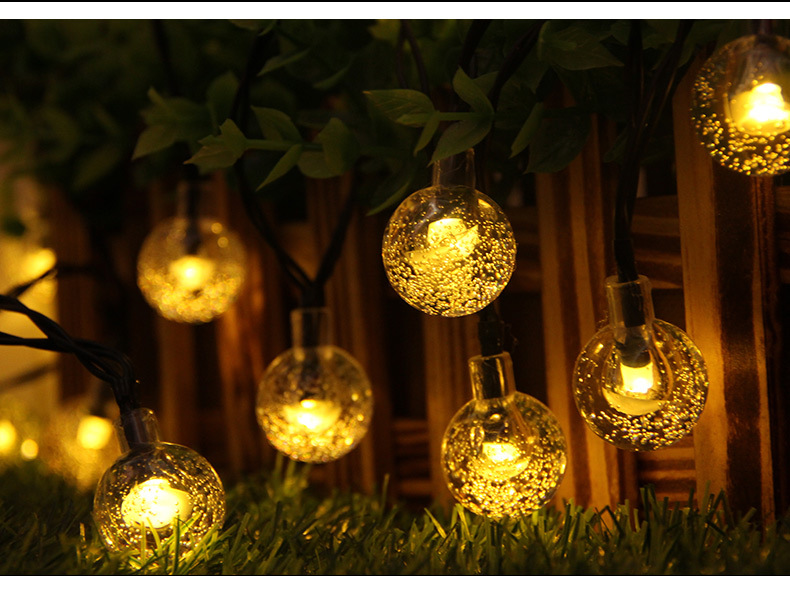 Amazon Solar-Powered String Lights Led Large Bubble Beads String Outdoor Courtyard Garden Decoration Christmas Lights