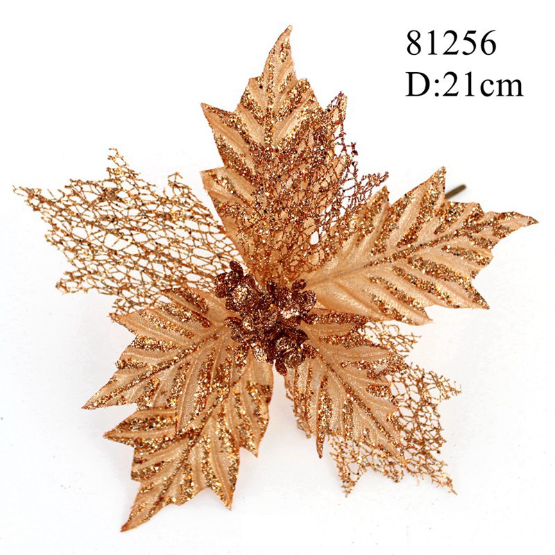 Manufacturer Christmas decoration Christmas flower with Flash powder and sequins D21cm Simulation Of Christmas flower