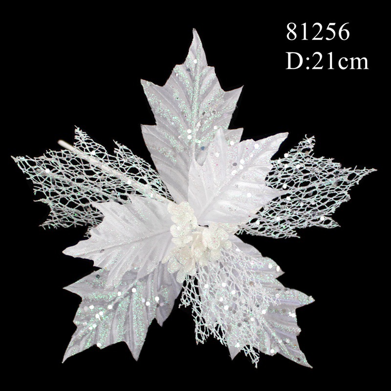 Manufacturer Christmas decoration Christmas flower with Flash powder and sequins D21cm Simulation Of Christmas flower
