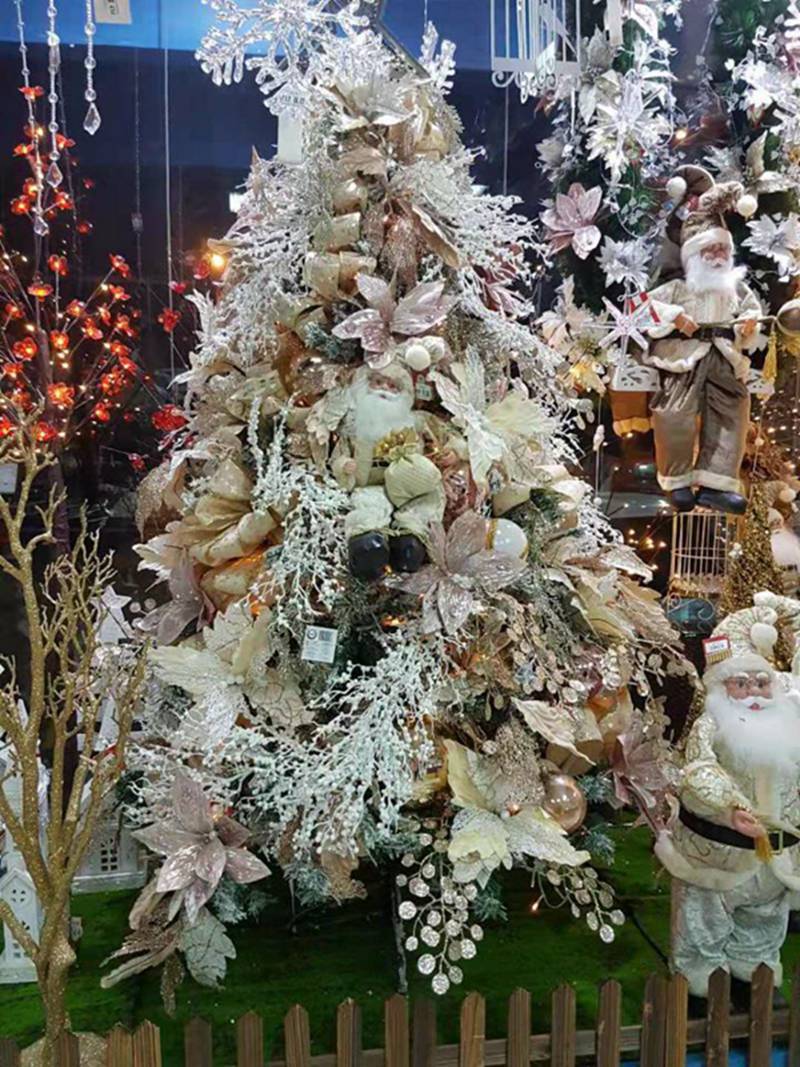 Manufacturer Christmas decoration Christmas flower with Flash powder and sequins D21cm Simulation Of Christmas flower