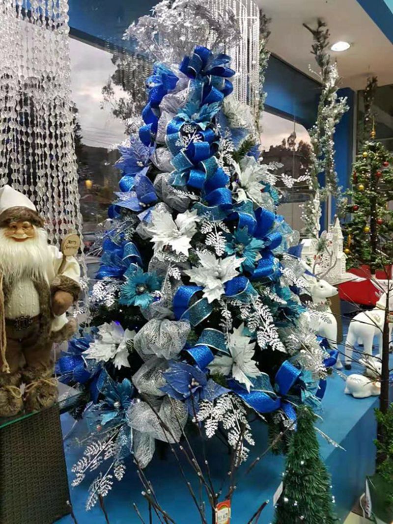 Manufacturer Christmas decoration Christmas flower with Flash powder and sequins D21cm Simulation Of Christmas flower