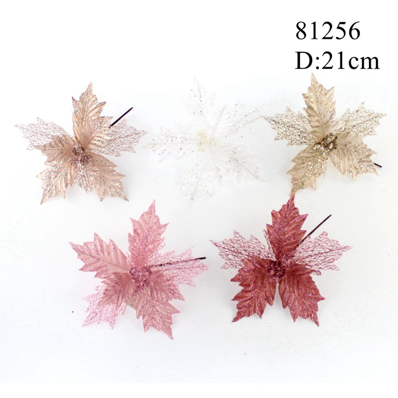 Manufacturer Christmas decoration Christmas flower with Flash powder and sequins D21cm Simulation Of Christmas flower