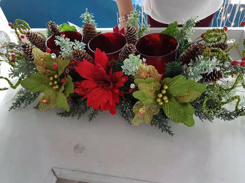 Manufacturer Christmas decoration Christmas flower with Flash powder and sequins D21cm Simulation Of Christmas flower