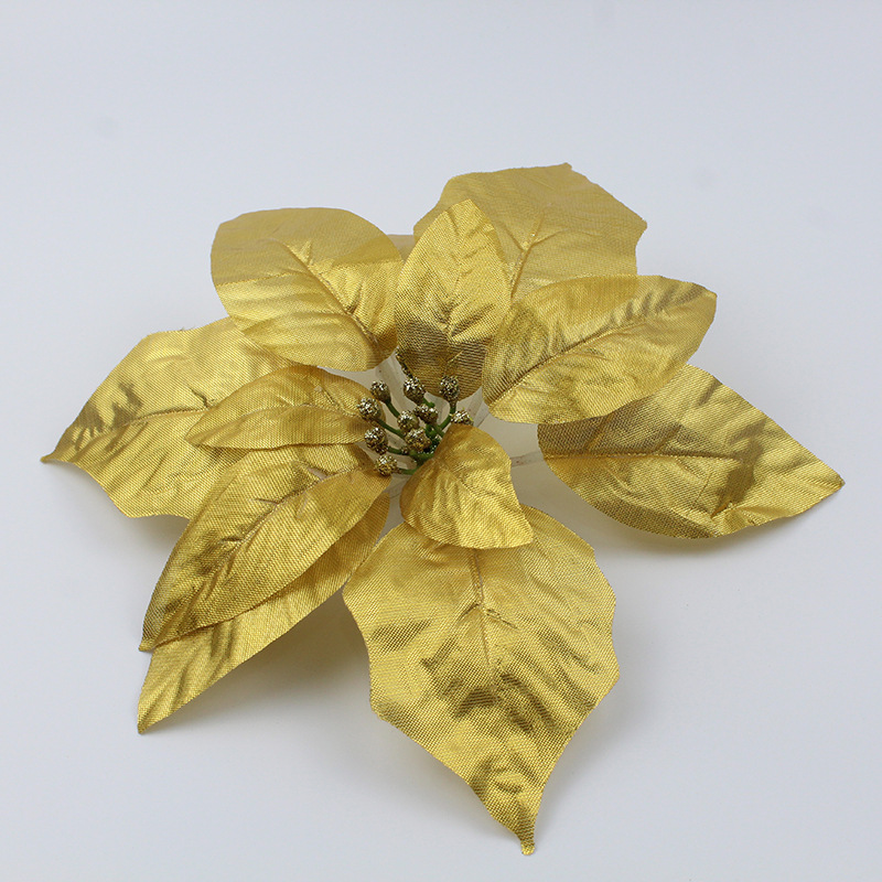 Poinsettia Christmas Artificial Flower Christmas Flower Flannel Christmas Flower Garland Decoration Yiwu Artificial Flower Factory Wholesale