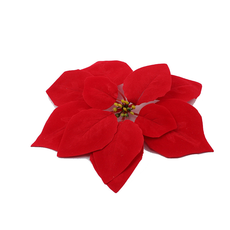 Poinsettia Christmas Artificial Flower Christmas Flower Flannel Christmas Flower Garland Decoration Yiwu Artificial Flower Factory Wholesale