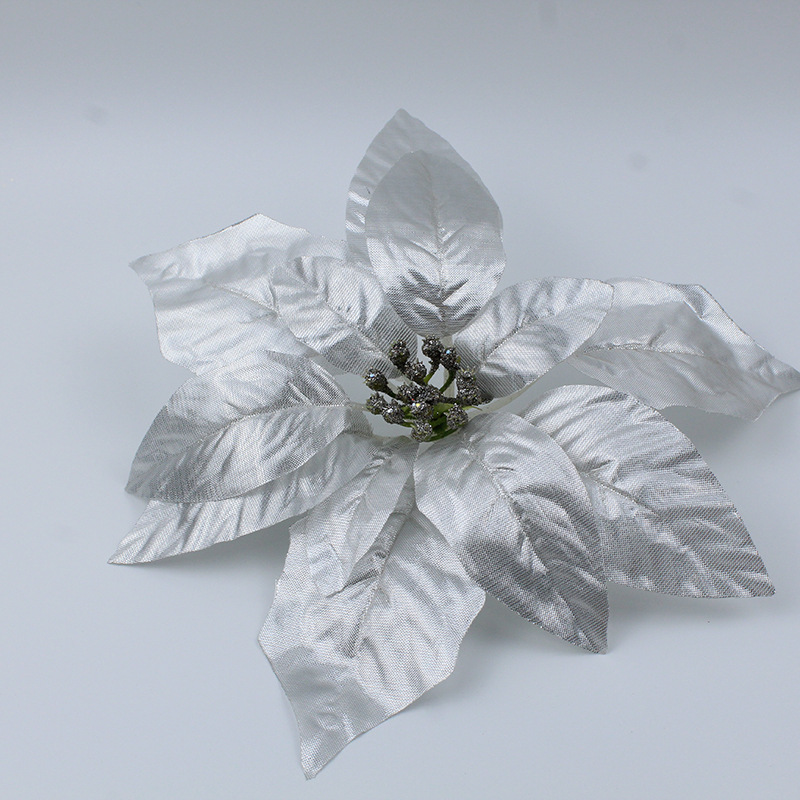 Poinsettia Christmas Artificial Flower Christmas Flower Flannel Christmas Flower Garland Decoration Yiwu Artificial Flower Factory Wholesale