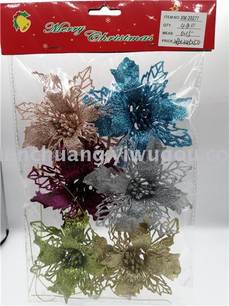 Christmas Flower Christmas Butterfly Christmas Decorations Christmas Decoration Gold Powder Plastic Flowers