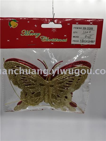 Christmas Flower Christmas Butterfly Christmas Decorations Christmas Decoration Gold Powder Plastic Flowers