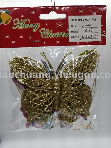 Christmas Flower Christmas Butterfly Christmas Decorations Christmas Decoration Gold Powder Plastic Flowers