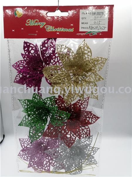 Christmas Flower Christmas Butterfly Christmas Decorations Christmas Decoration Gold Powder Plastic Flowers