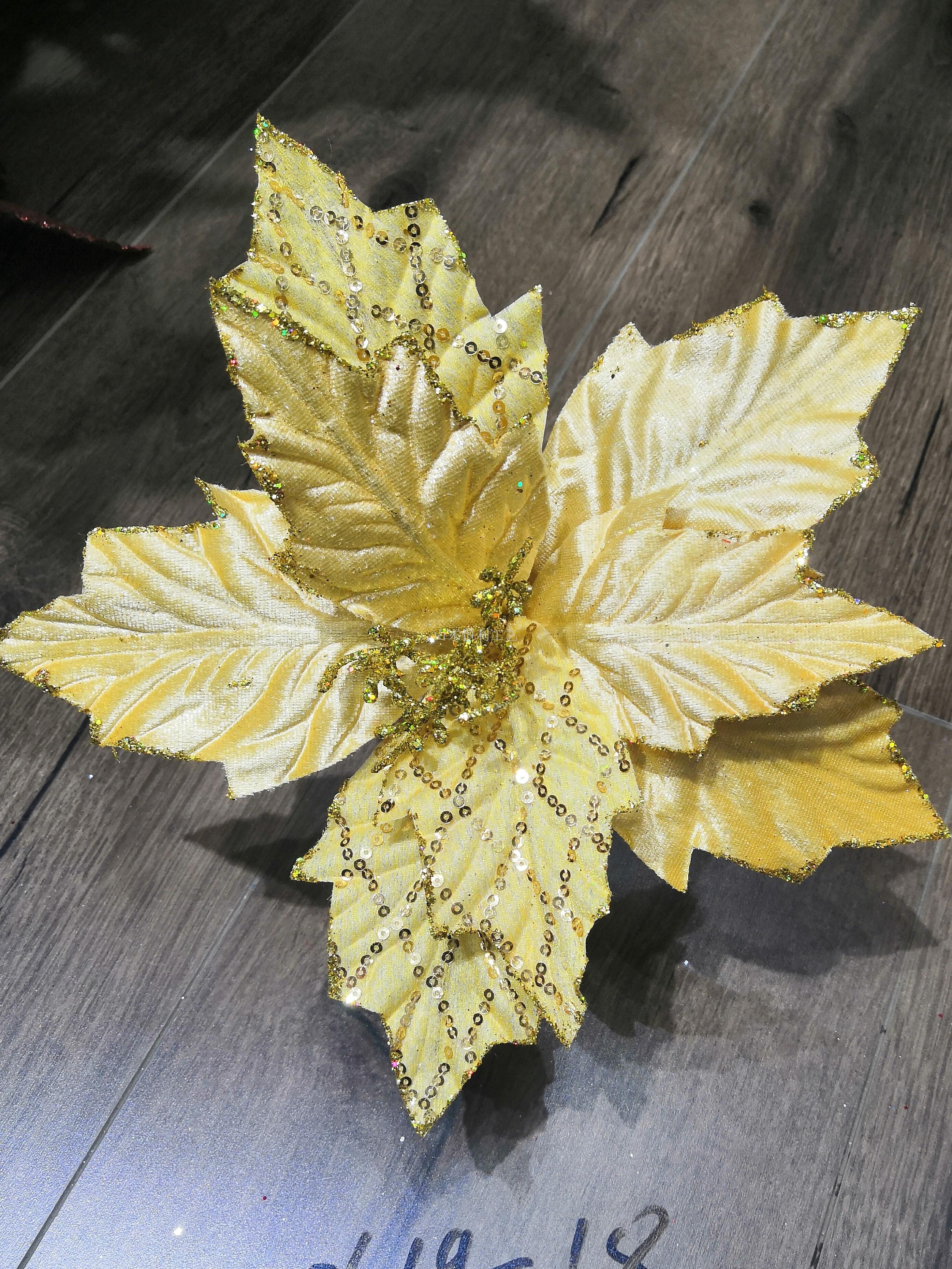 Christmas flower Christmas accessories gold pink flower Poinsettia Christmas tree accessories Christmas flower Christmas accessories gold pink flower Poinsettia Christmas tree accessories