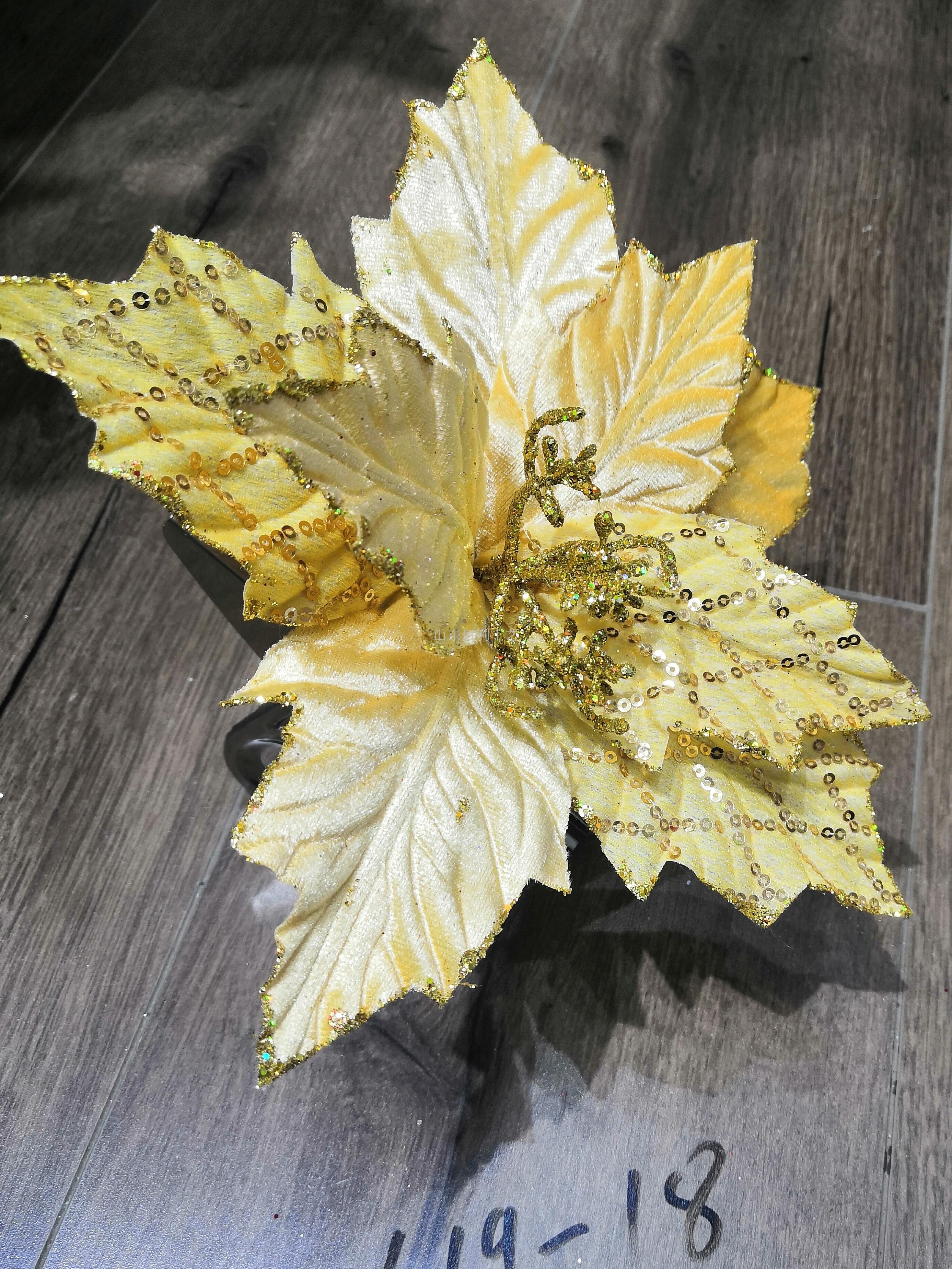 Christmas flower Christmas accessories gold pink flower Poinsettia Christmas tree accessories Christmas flower Christmas accessories gold pink flower Poinsettia Christmas tree accessories