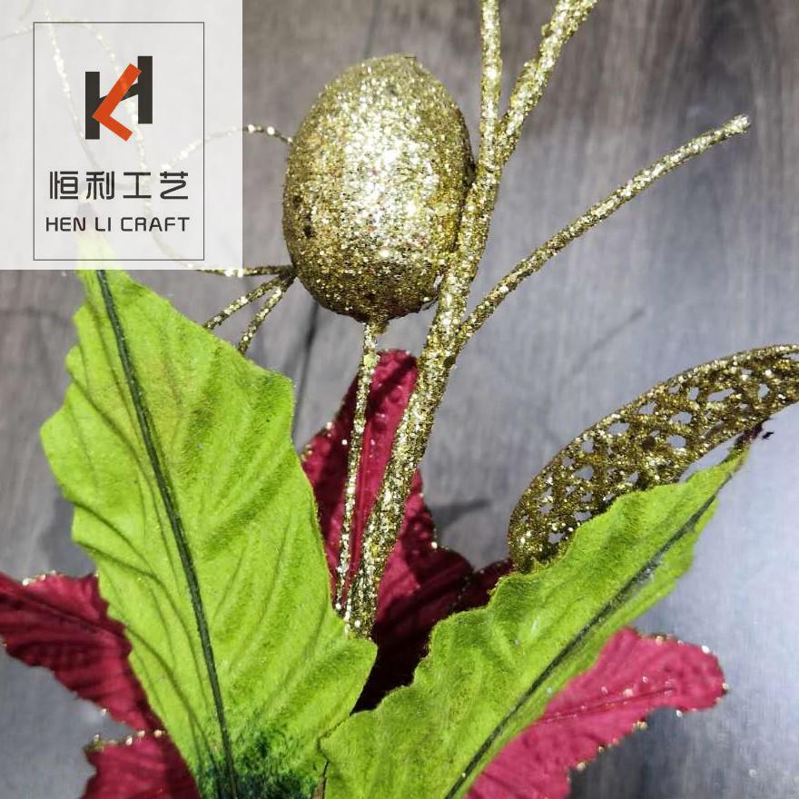 Christmas flower Christmas tree pendant gold and pink flower Christmas supplies