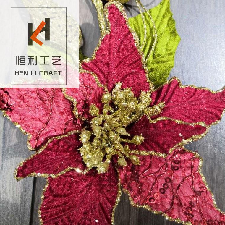 Christmas flower Christmas tree pendant gold and pink flower Christmas supplies Christmas flower Christmas tree pendant gold and pink flower Christmas supplies