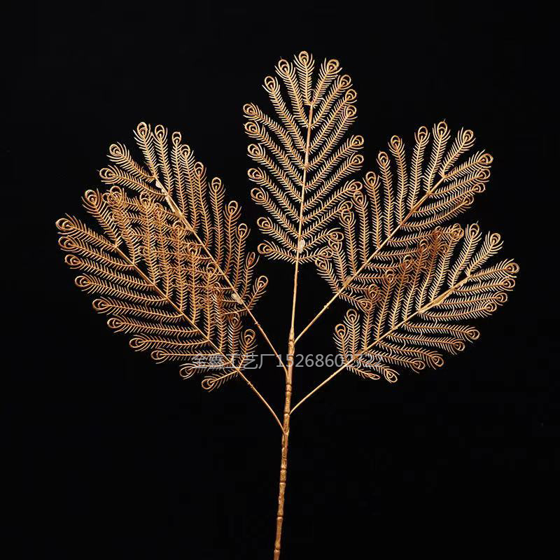 Christmas Flower Arrangement Gold Powder Leaf DIY Flower Arrangement Back Bamboo Leaves Christmas Hanging Flowers Xmas G
