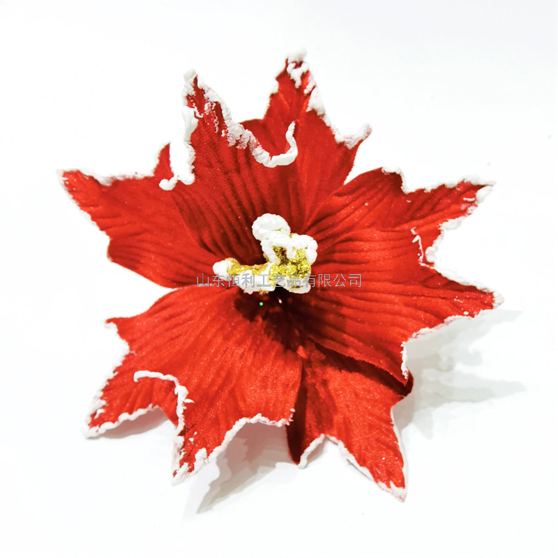 Red Christmas flower wreath of Christmas tree cane Christmas holiday decorations such as flowers