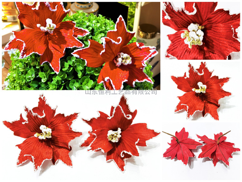 Red Christmas flower wreath of Christmas tree cane Christmas holiday decorations such as flowers Red Christmas flower wreath of Christmas tree cane Christmas holiday decorations such as flowers