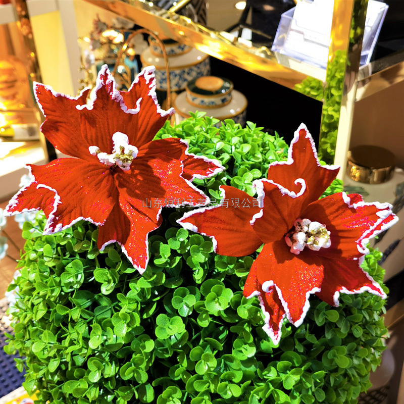 Red Christmas flower wreath of Christmas tree cane Christmas holiday decorations such as flowers Red Christmas flower wreath of Christmas tree cane Christmas holiday decorations such as flowers