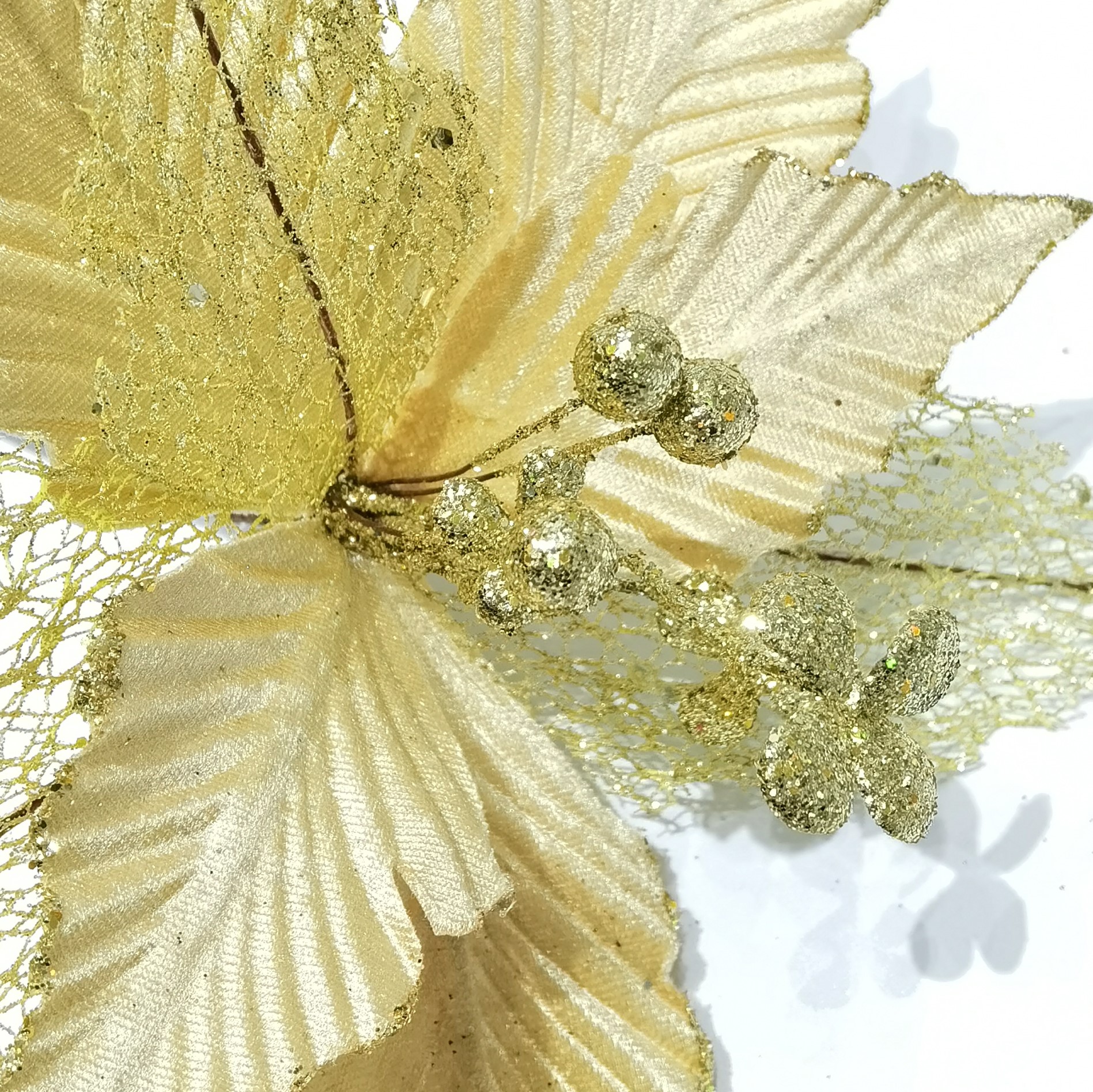 Christmas Decorative Ornaments DIY Gold Powder Christmas Flower Christmas Tree Garland Accessories Decorations