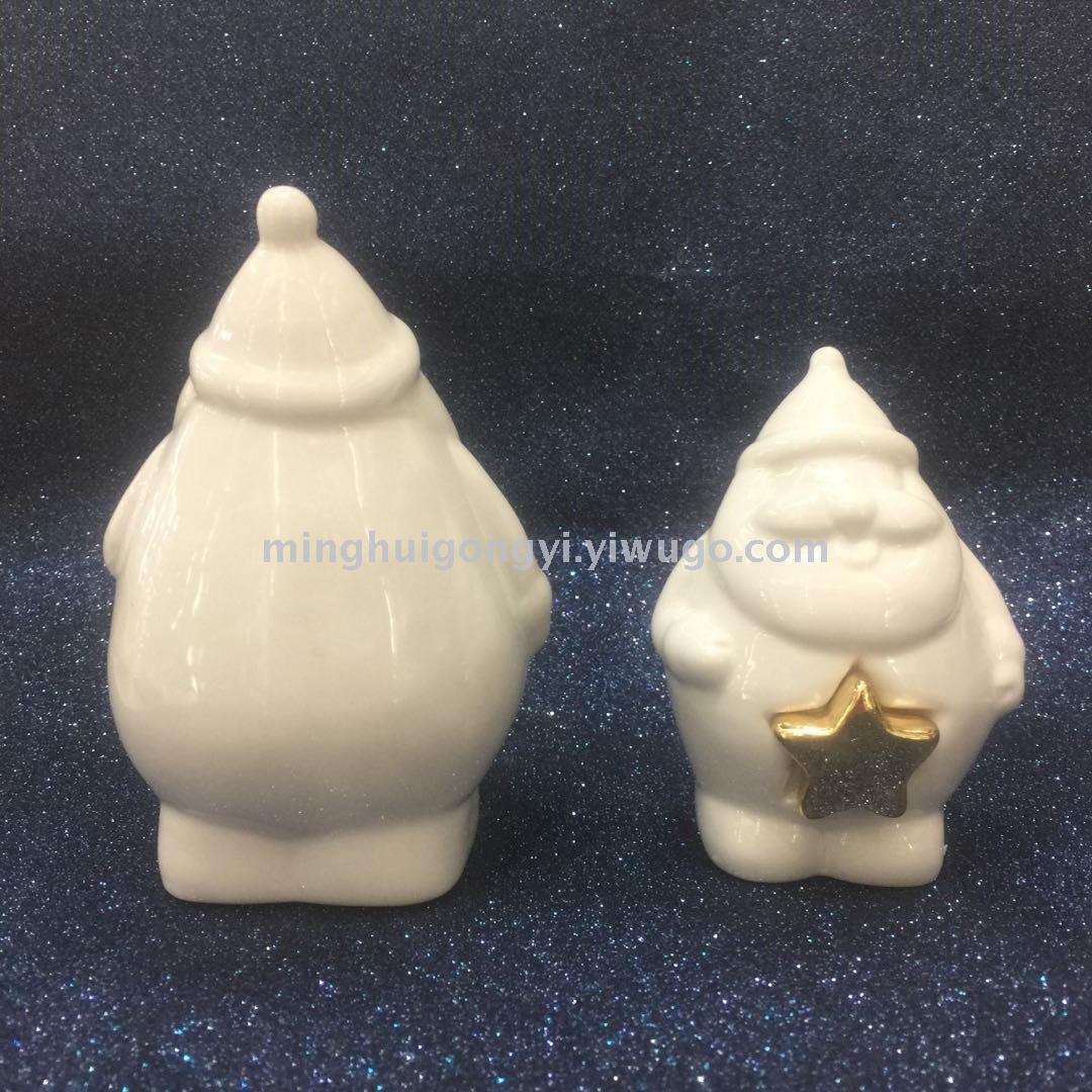 We supply many kinds of Christmas decorations with white porcelain Santa Claus toy car