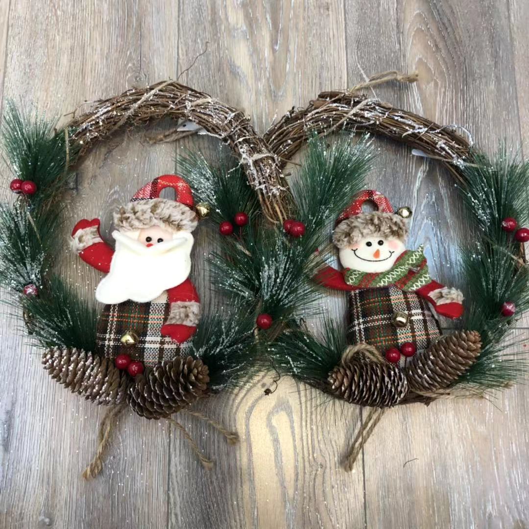 Christmas wreath cloth art pendant Christmas articles Santa Claus wreath decoration