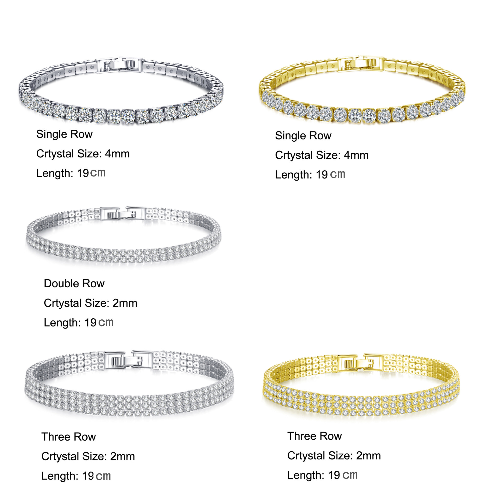 Cross-Border Ornament Row 2 Three-Row Full Diamond Zircon Bracelet Fashion Fashion Women's Bracelet Gift Christmas
