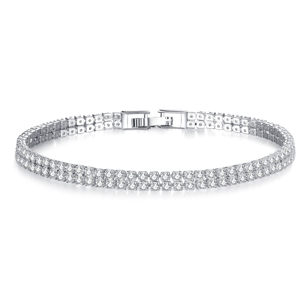 Cross-Border Ornament Row 2 Three-Row Full Diamond Zircon Bracelet Fashion Fashion Women's Bracelet Gift Christmas