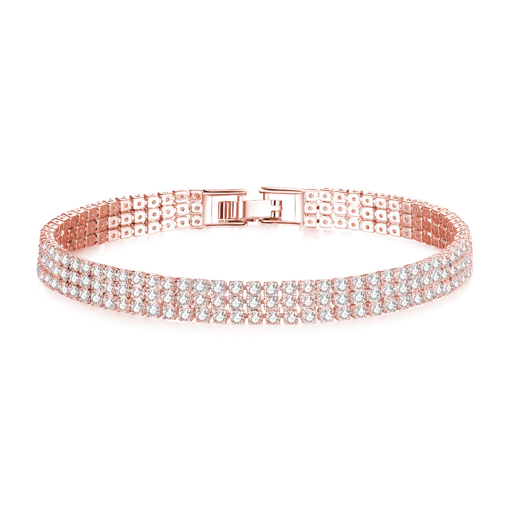 Cross-Border Ornament Row 2 Three-Row Full Diamond Zircon Bracelet Fashion Fashion Women's Bracelet Gift Christmas