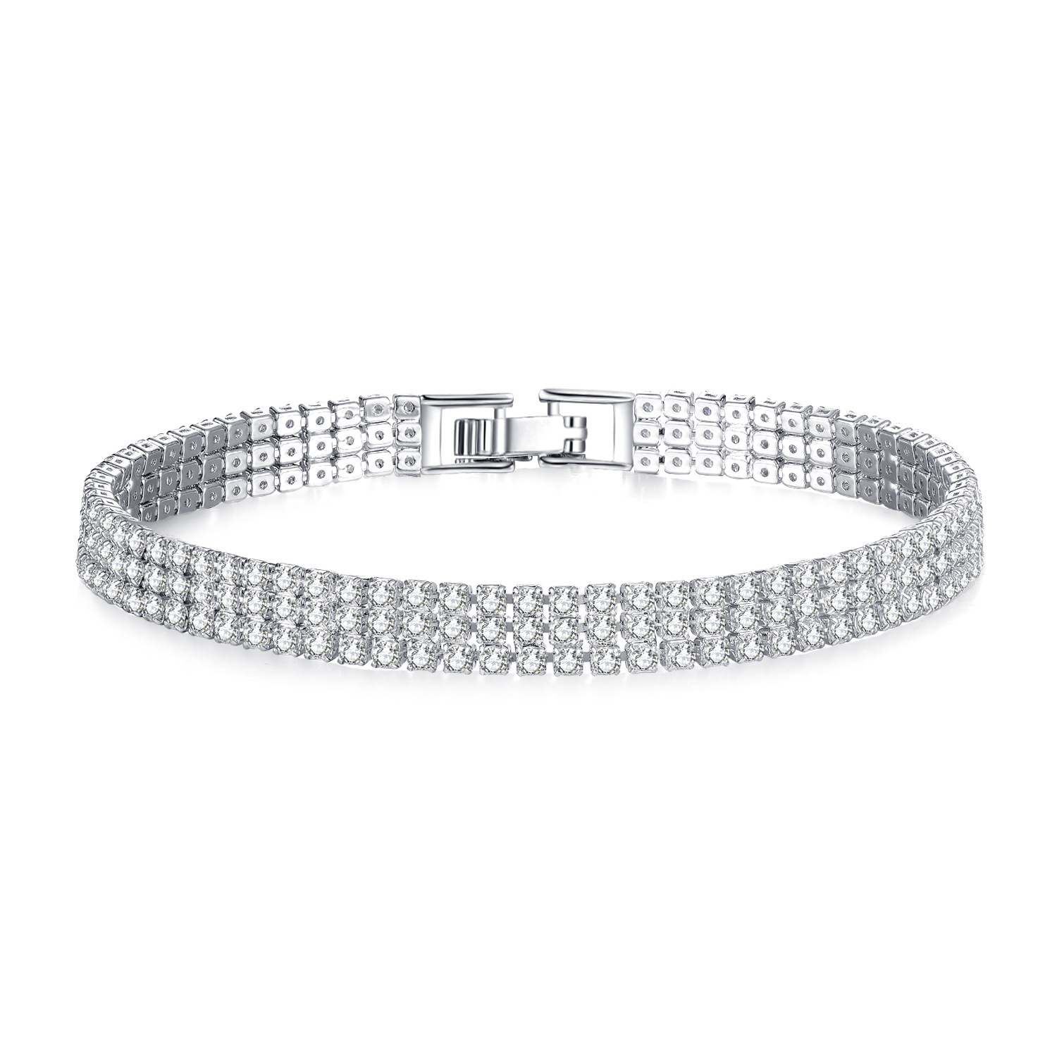 Cross-Border Ornament Row 2 Three-Row Full Diamond Zircon Bracelet Fashion Fashion Women's Bracelet Gift Christmas