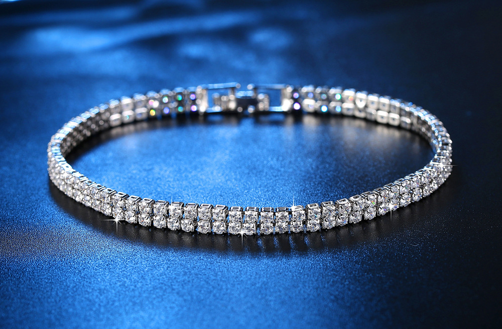 Cross-Border Ornament Row 2 Three-Row Full Diamond Zircon Bracelet Fashion Fashion Women's Bracelet Gift Christmas