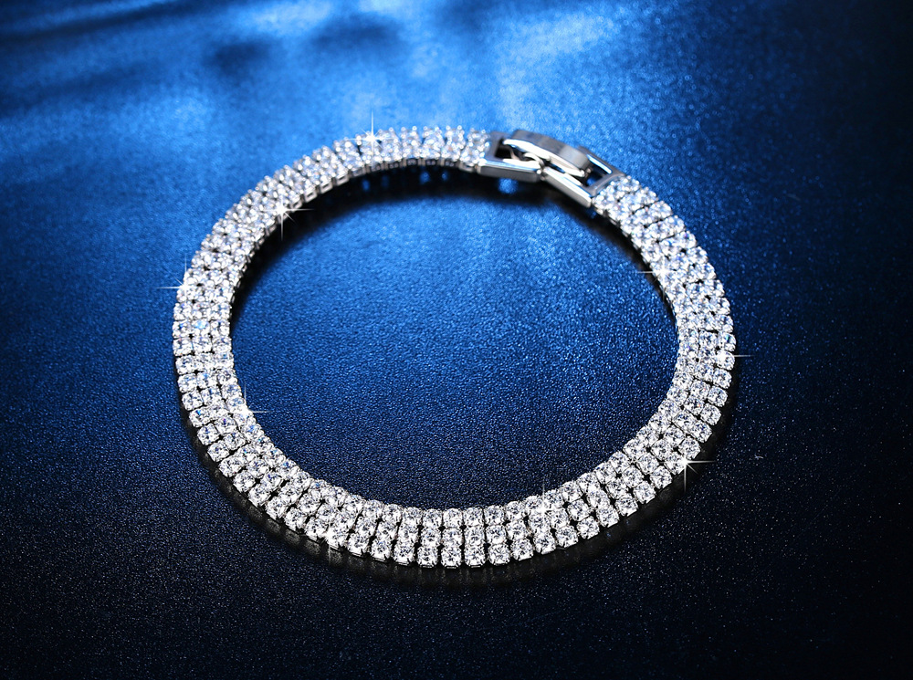 Cross-Border Ornament Row 2 Three-Row Full Diamond Zircon Bracelet Fashion Fashion Women's Bracelet Gift Christmas