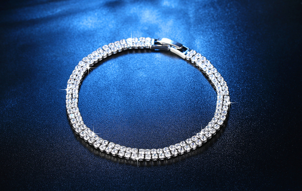 Cross-Border Ornament Row 2 Three-Row Full Diamond Zircon Bracelet Fashion Fashion Women's Bracelet Gift Christmas