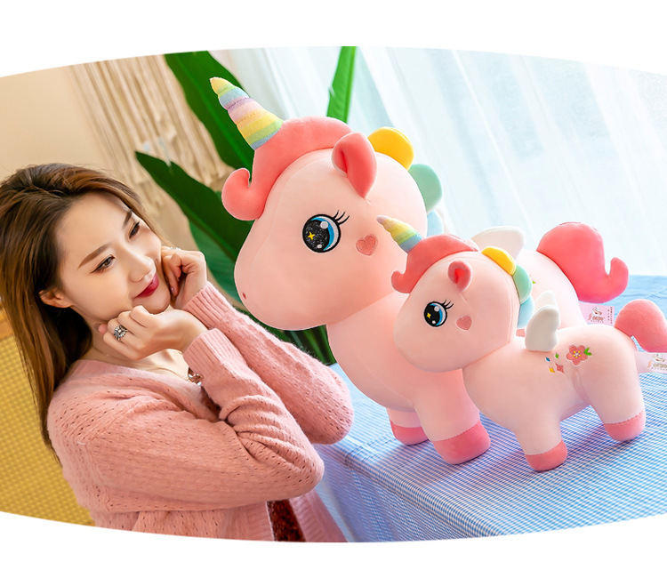 Rainbow Horse Unicorn Plush Toy Doll Christmas Children's Gift Comfort Ragdoll Doll Color Pony