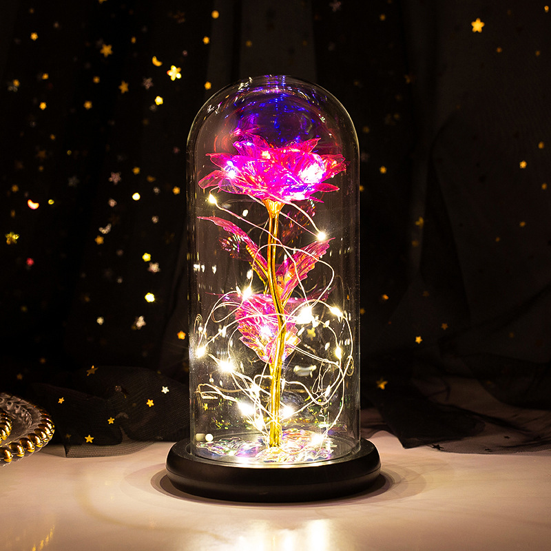 Preserved Fresh Flower Glass Cover Rose Flower Glass Cover Luminous Led Valentine's Day Christmas Gift Gift CrossBorder Preserved Fresh Flower Glass Cover Rose Flower Glass Cover Luminous Led Valentine's Day Christmas Gift Gift CrossBorder