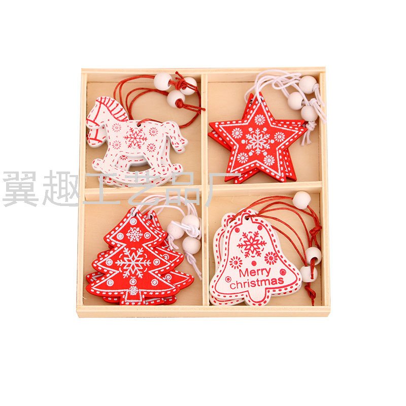 Wooden Christmas Small Pendant Christmas Tree Pendant Christmas Small Gift Wooden Box Exquisite Small Pendant Painted