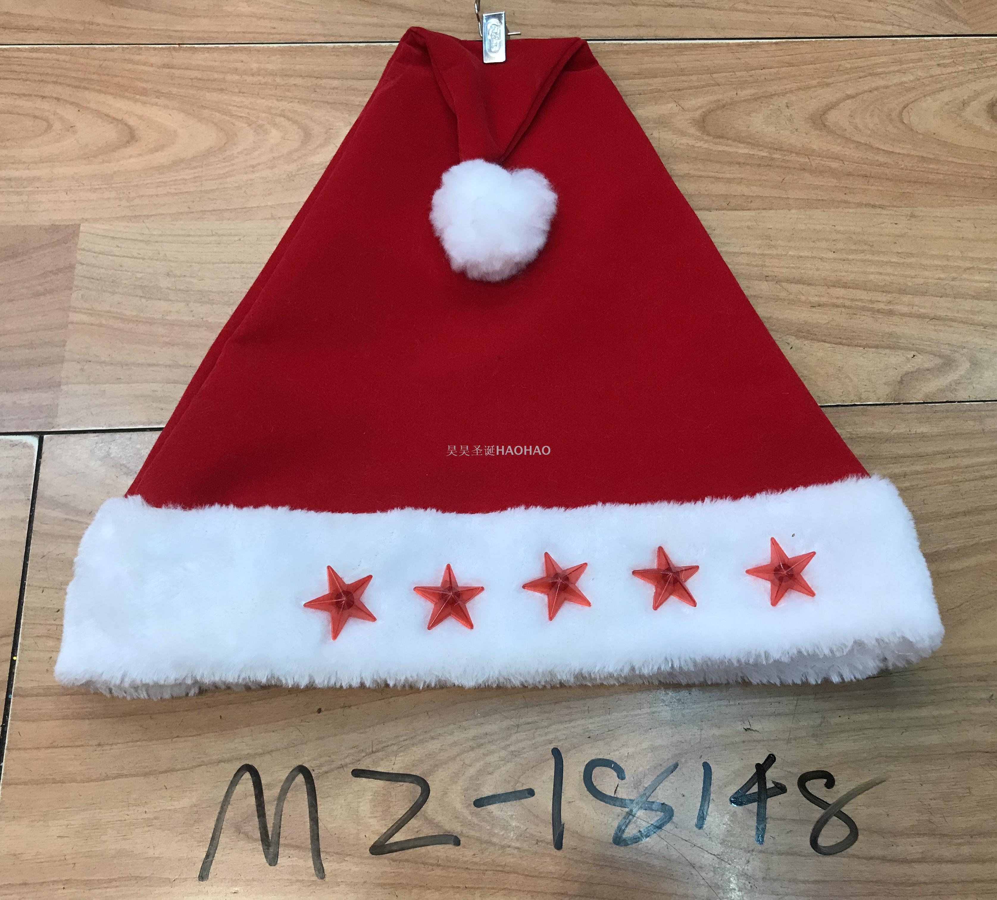 Christmas Hat Short Plush with Light Christmas Hat Christmas Party Holiday Decoration Hat Hot Sale Christmas Hat Factory Direct Sales