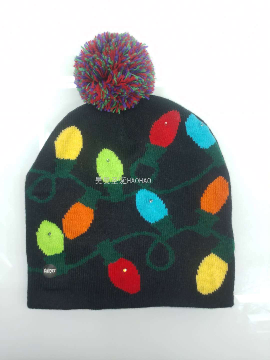 Wool Christmas Hat Adult and Children Knitted Christmas Hat Christmas Hat Colorful Luminous Knitted Hat High-End Elderly Christmas Hat