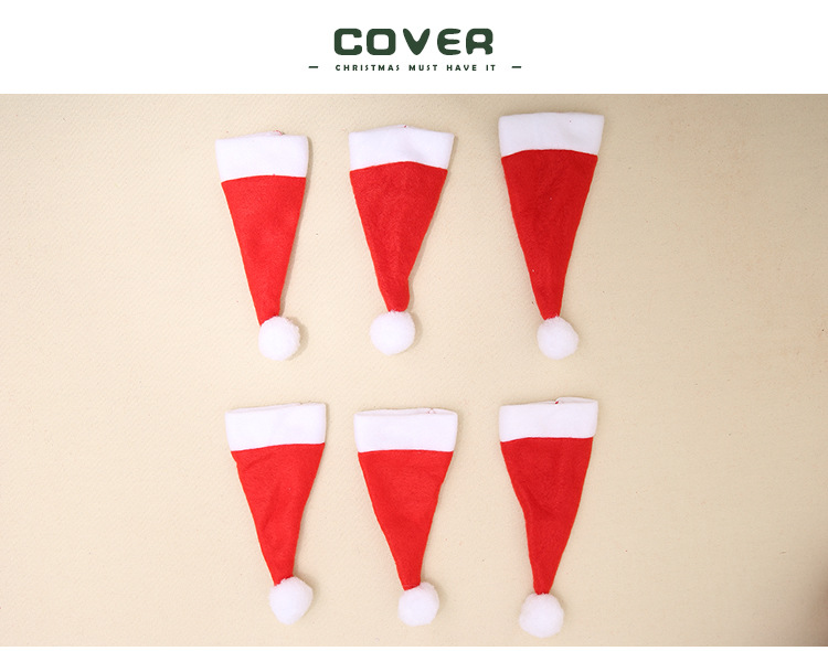Christmas Decorations Christmas Small Hat Flannel Fabric Mini Hat Christmas Hat Knife and Fork Set Christmas Wine Bottle Decoration Christmas Decorations Christmas Small Hat Flannel Fabric Mini Hat Christmas Hat Knife and Fork Set Christmas Wine Bottle Decoration