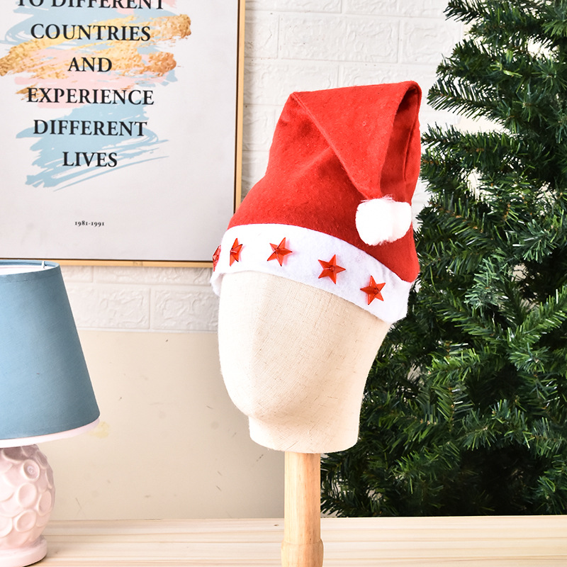 With Light Five-Pointed Star Flash Christmas Hat Christmas Hat for the Elderly Christmas Hat Christmas Decoration Luminous Christmas Hat Adult