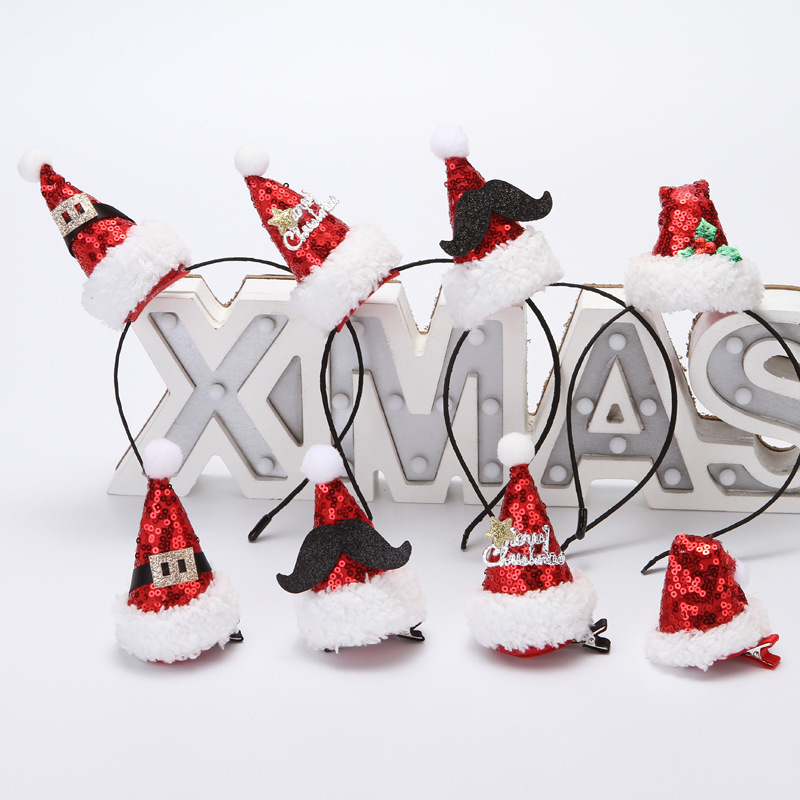 Christmas Headband/Hairpin Creative Party Headdress Christmas Hat Sequins Cute Cartoon Headwear Wholesale