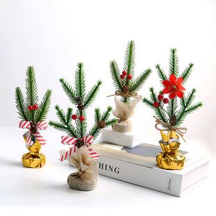 Mini Christmas Tree Desktop with Lights 50cm Golden Red Christmas Tree Package Christmas Tree Tree