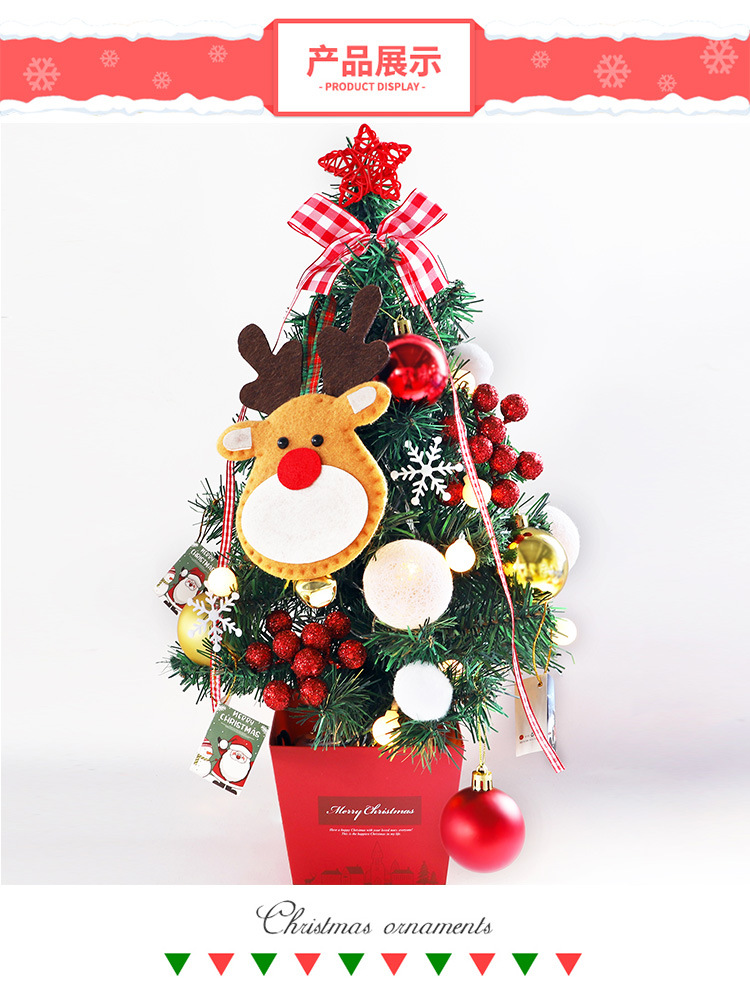 Mini Christmas Tree Desktop with Lights 50cm Golden Red Christmas Tree Package Christmas Tree Tree