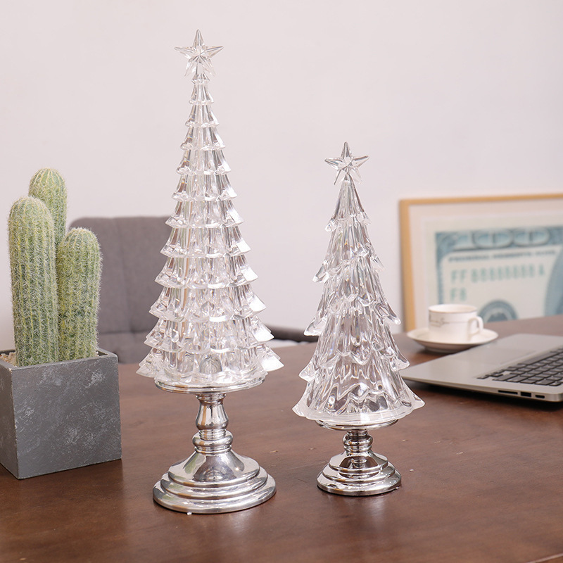Glowing White Christmas Tree Mini Desktop Christmas Tree Toy Seven-Color Tape Lights Led Snowflake Factory