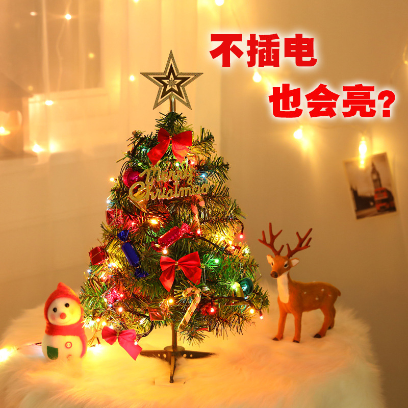 50cm Christmas Tree Package with Lights 50cm Christmas Decoration Desktop Mini Christmas Tree Mall Layout Supplies