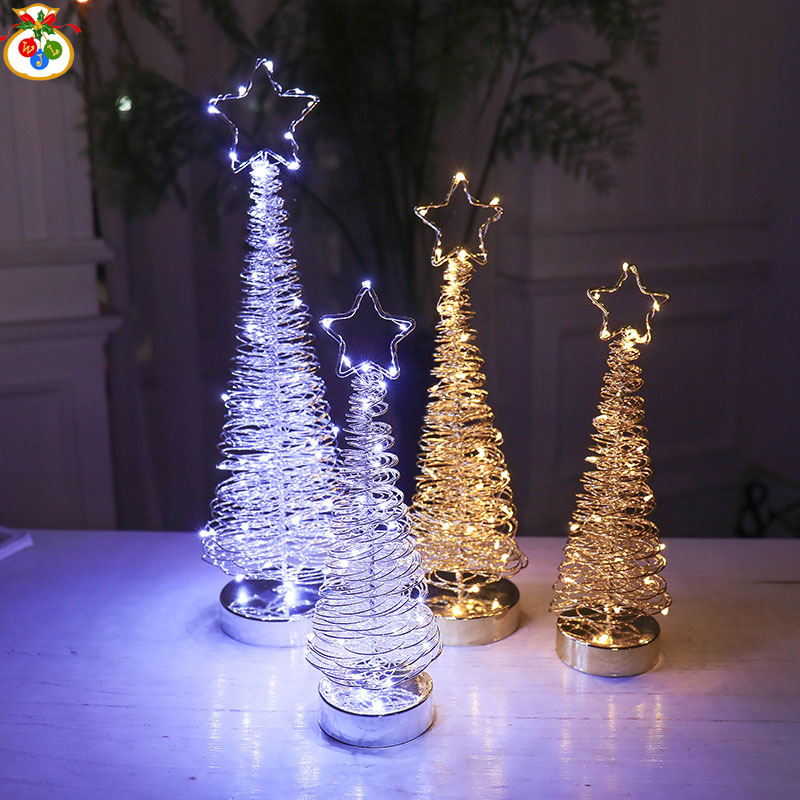 RT-803 Light Included Iron Wire Tree Gold and Silver Christmas Tree Christmas Decorations Ambience Light LED Lights Christmas Ornaments